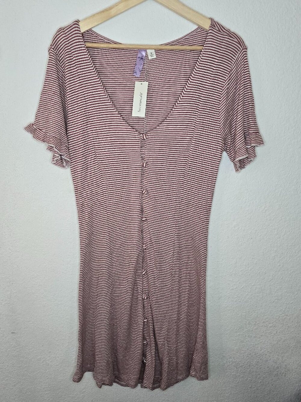 NWT Alya Francesca's Button-down Stripped Dress Pink Size M